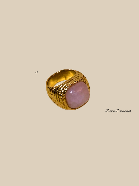 Rose Quartz Root and Rise Ring