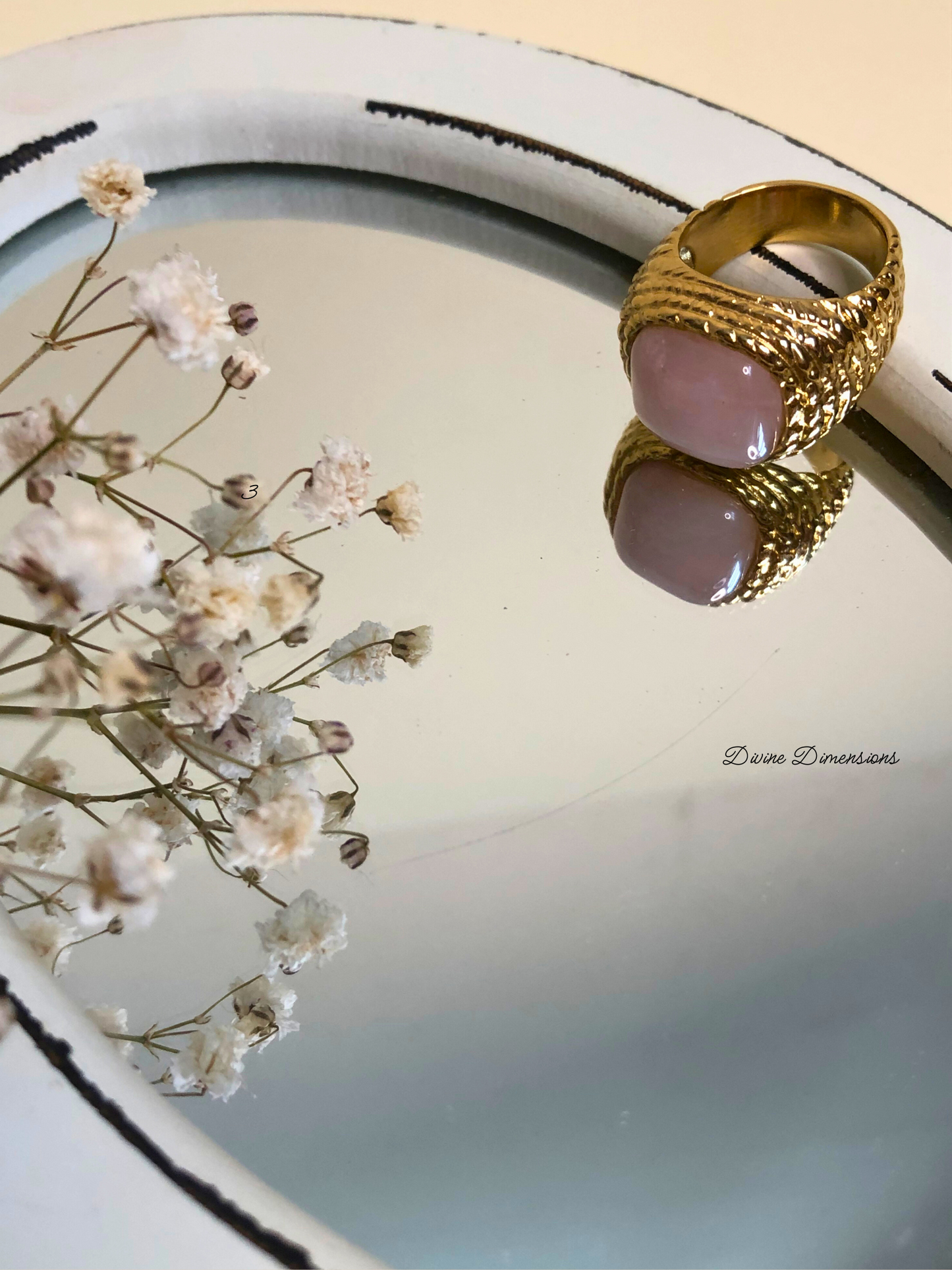 Rose Quartz Root and Rise Ring