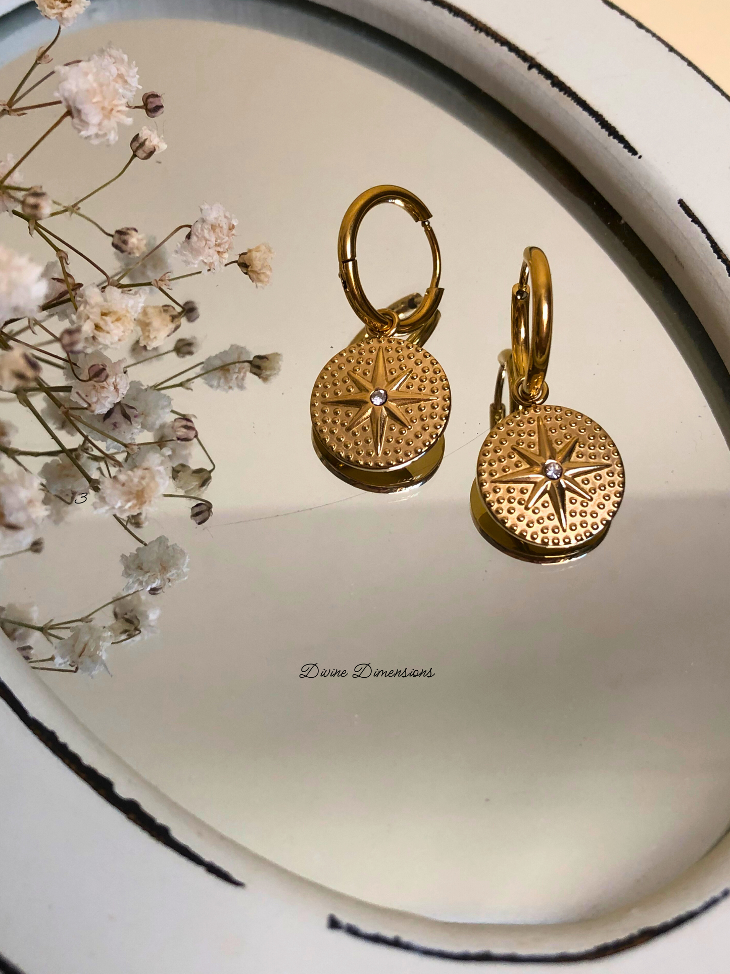 Octagonal Star Dangle Earrings